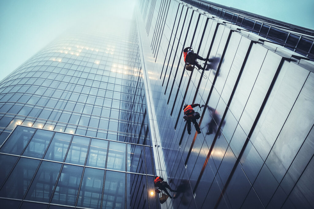 Rope access window cleaning